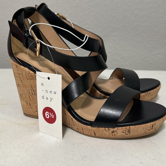 Brand New Black A New Day Ad213 Ceci Wedges size 6.5 - Picture 3 of 6